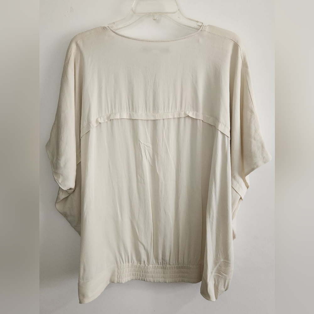 diane von furstenberg top Ivory Silk Pleated Size L Khalila Stretch - Picture 3 of 11